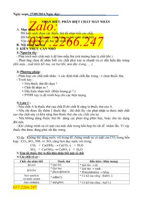 Bài tập nhận biết Hóa học 9 Nhận biết, phân biệt chất mất nhãn